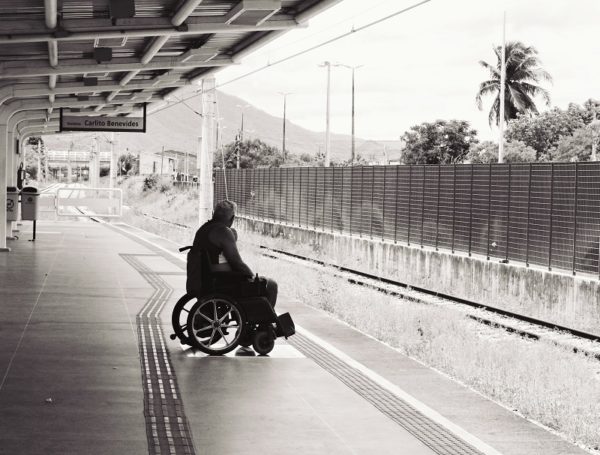 A person using a wheelchair at home